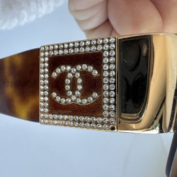 Chanel 4095-B Crystal CC Sunglasses Y2K Gold Brown Gradient Tortoise Authentic main image 13